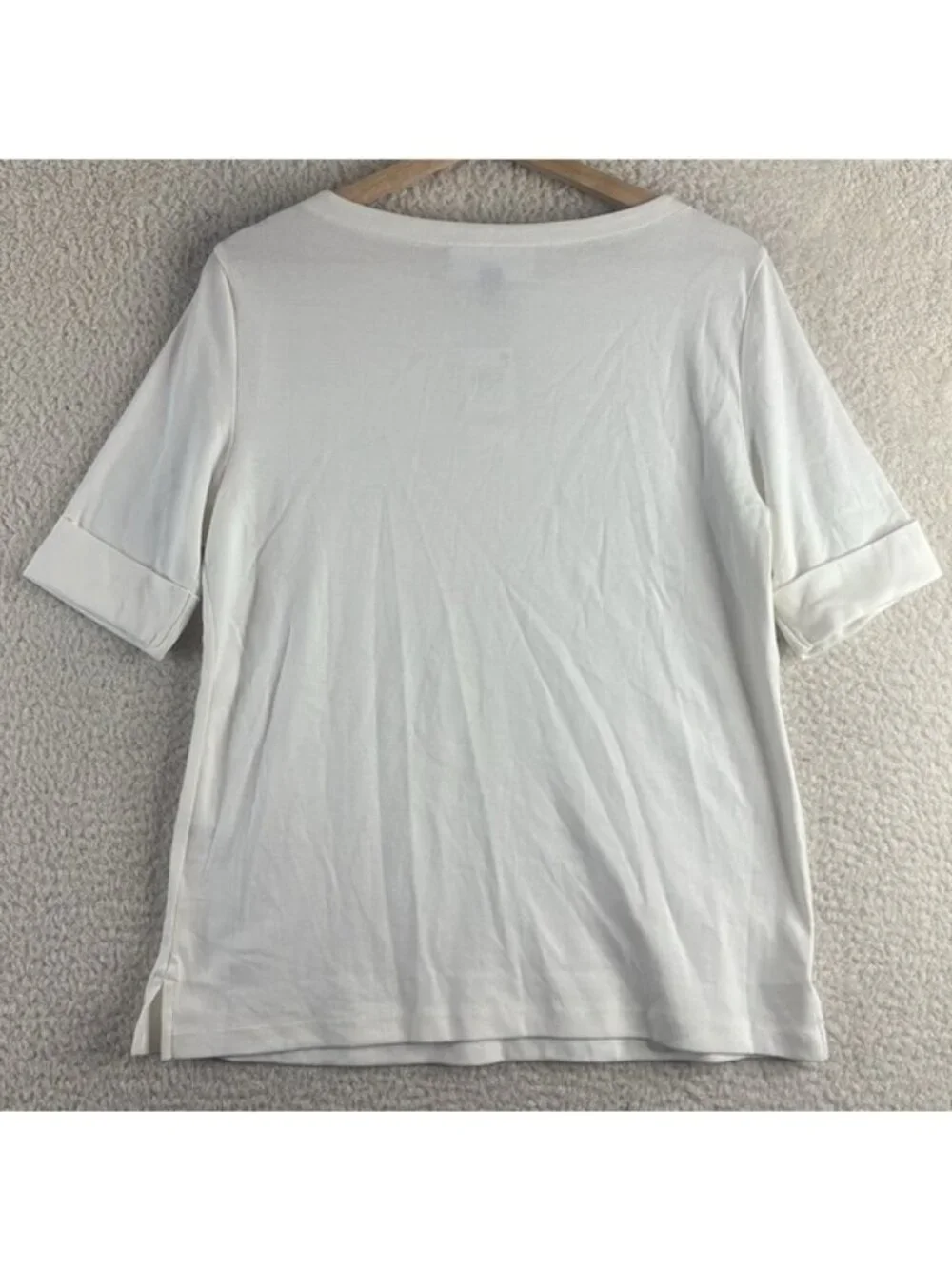 NWT Karen Scott Womens White Cotton Half Sleeve Boat Neck Top Petite Size PP